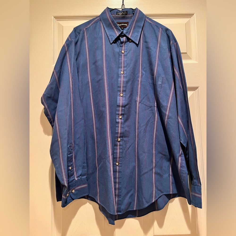 Vintage Royal Knight Men’s Blue Button Down Shirt XL